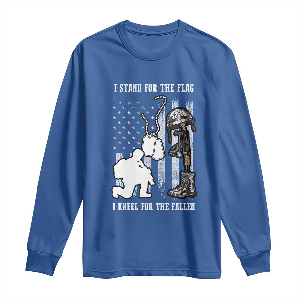 Patriotic Memorial Day Long Sleeve Shirt We Stand For the Flag We Kneel For The Fallen US Patriots