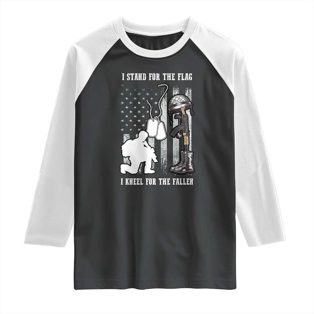 Patriotic Memorial Day Raglan Shirt We Stand For the Flag We Kneel For The Fallen US Patriots