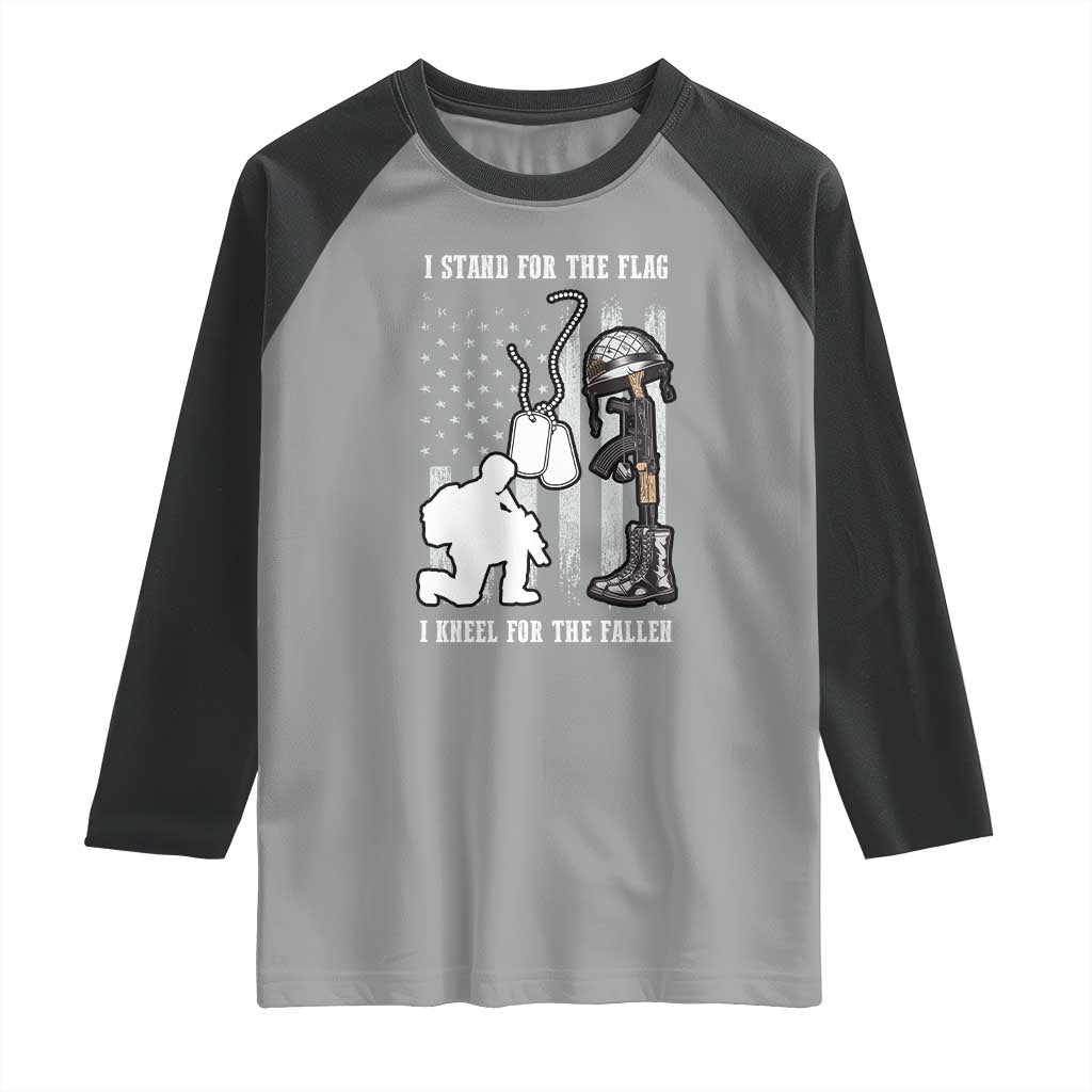 Patriotic Memorial Day Raglan Shirt We Stand For the Flag We Kneel For The Fallen US Patriots