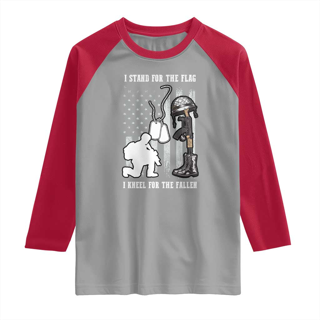 Patriotic Memorial Day Raglan Shirt We Stand For the Flag We Kneel For The Fallen US Patriots