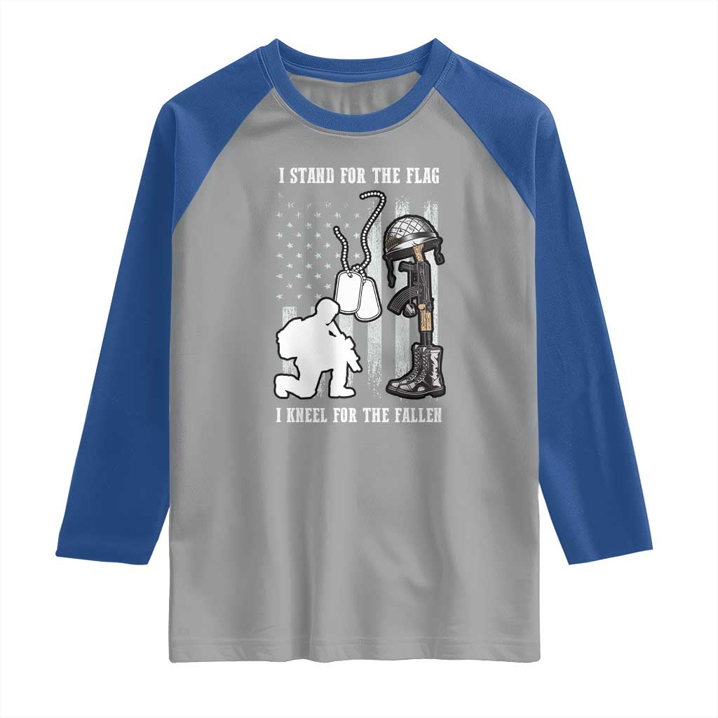 Patriotic Memorial Day Raglan Shirt We Stand For the Flag We Kneel For The Fallen US Patriots