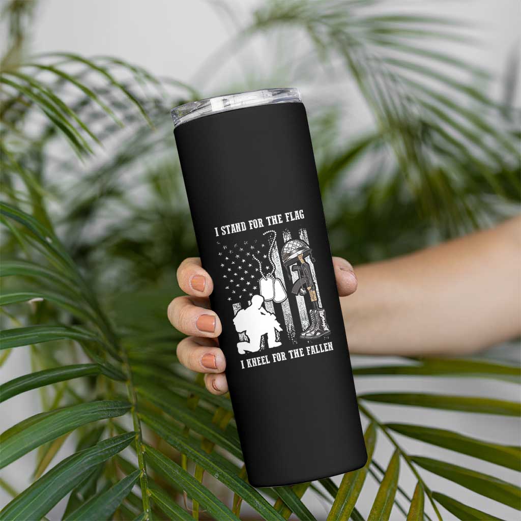 Patriotic Memorial Day Skinny Tumbler We Stand For the Flag We Kneel For The Fallen US Patriots