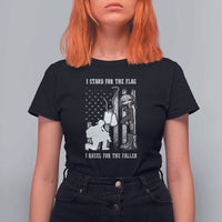 Patriotic Memorial Day T Shirt For Women We Stand For the Flag We Kneel For The Fallen US Patriots