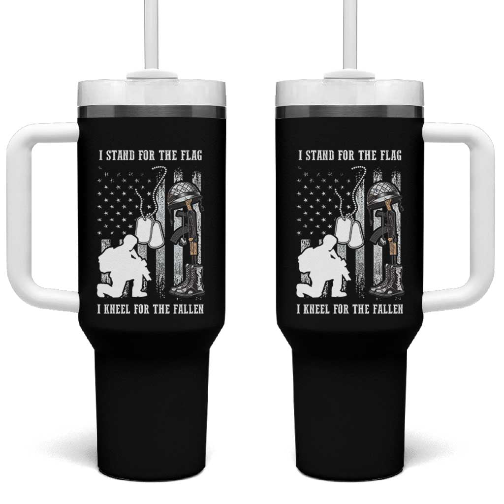 Patriotic Memorial Day Tumbler With Handle We Stand For the Flag We Kneel For The Fallen US Patriots