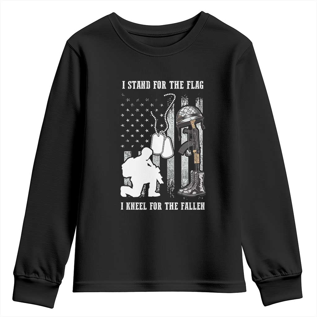Patriotic Memorial Day Youth Sweatshirt We Stand For the Flag We Kneel For The Fallen US Patriots