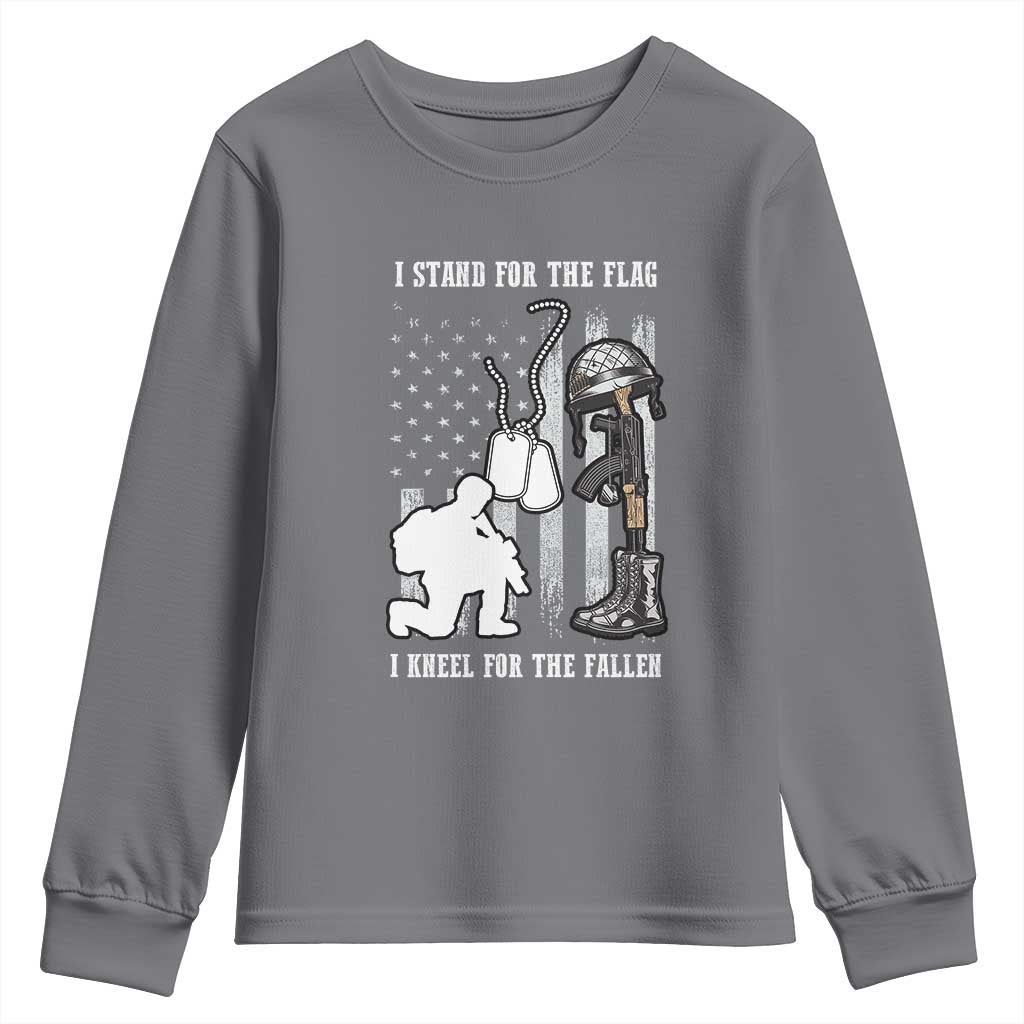 Patriotic Memorial Day Youth Sweatshirt We Stand For the Flag We Kneel For The Fallen US Patriots