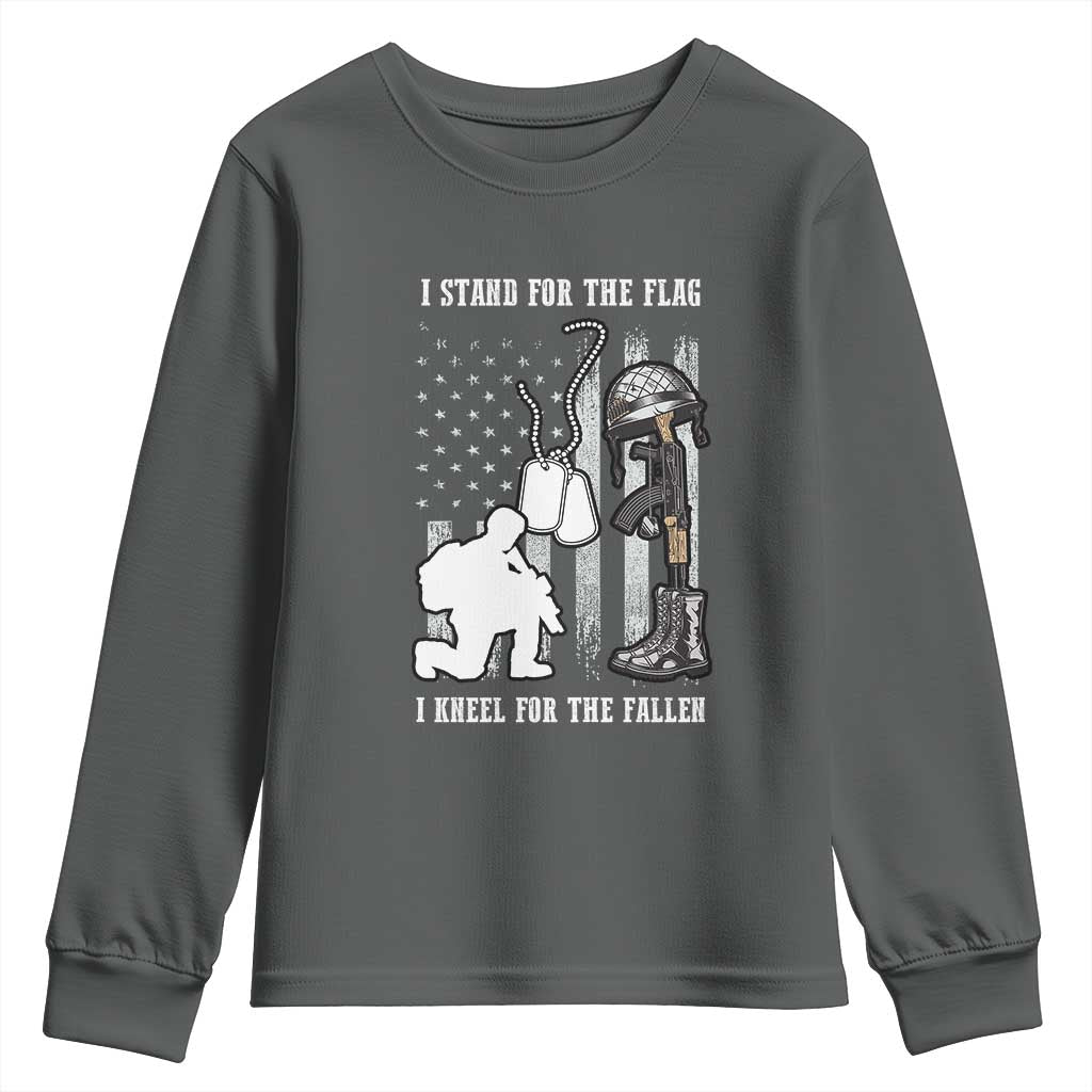 Patriotic Memorial Day Youth Sweatshirt We Stand For the Flag We Kneel For The Fallen US Patriots