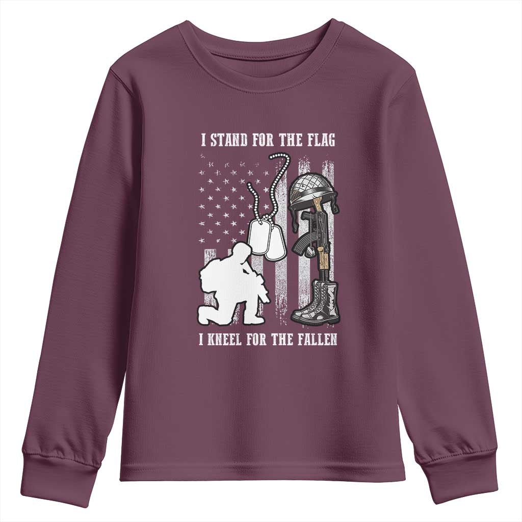 Patriotic Memorial Day Youth Sweatshirt We Stand For the Flag We Kneel For The Fallen US Patriots
