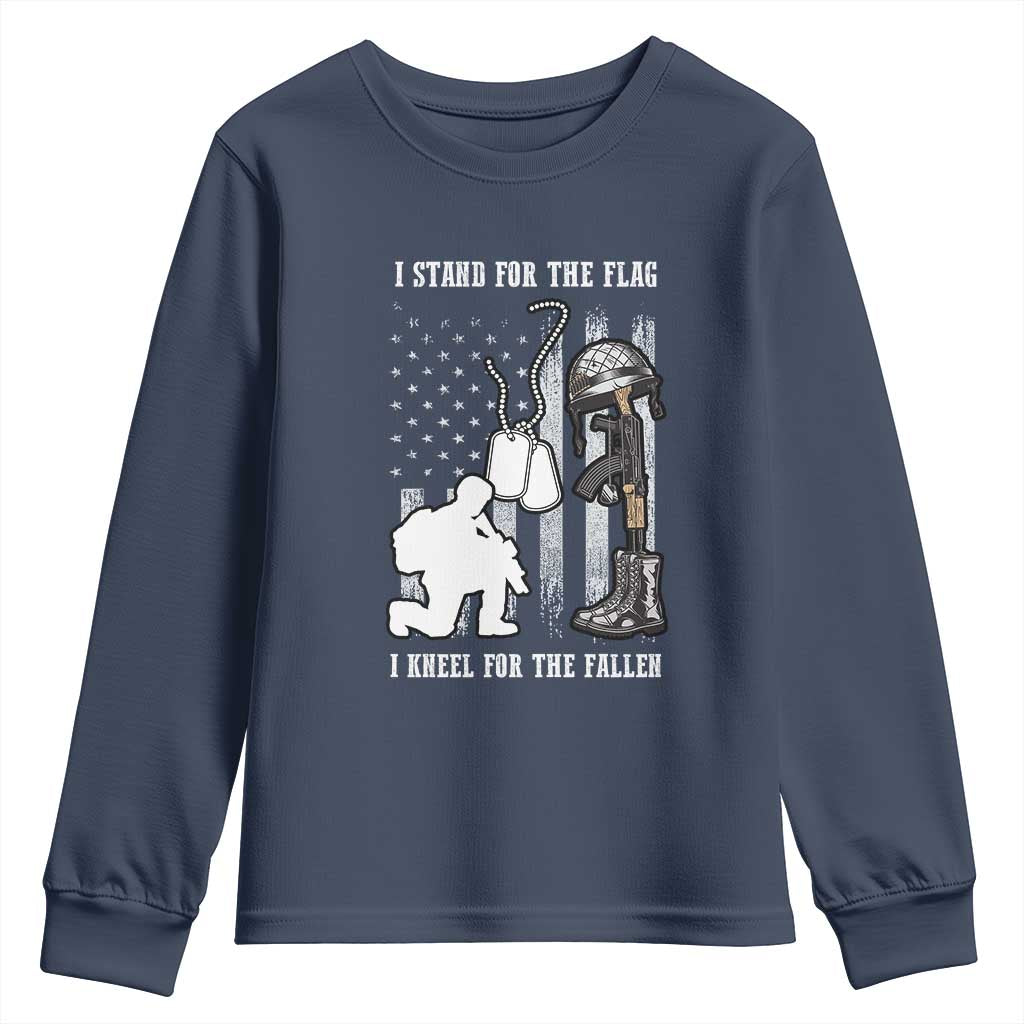 Patriotic Memorial Day Youth Sweatshirt We Stand For the Flag We Kneel For The Fallen US Patriots