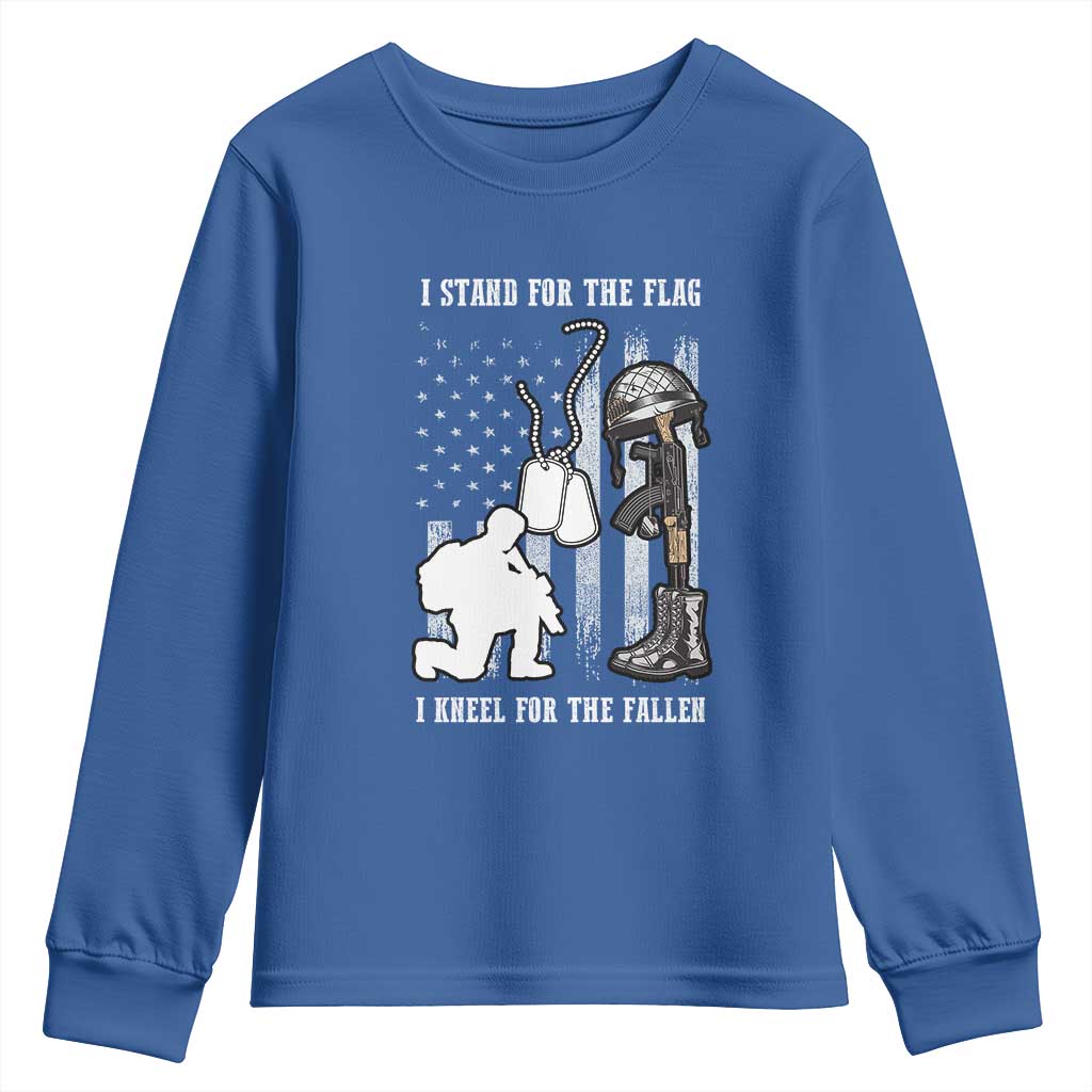 Patriotic Memorial Day Youth Sweatshirt We Stand For the Flag We Kneel For The Fallen US Patriots