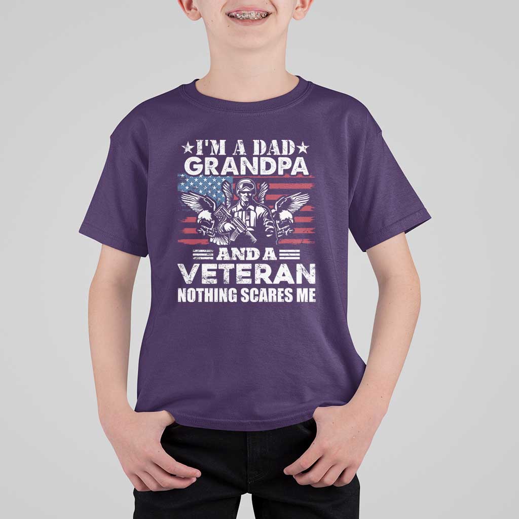 I’m a Dad Grandpa and Veteran T Shirt For Kid Fearless Patriotic Military Family