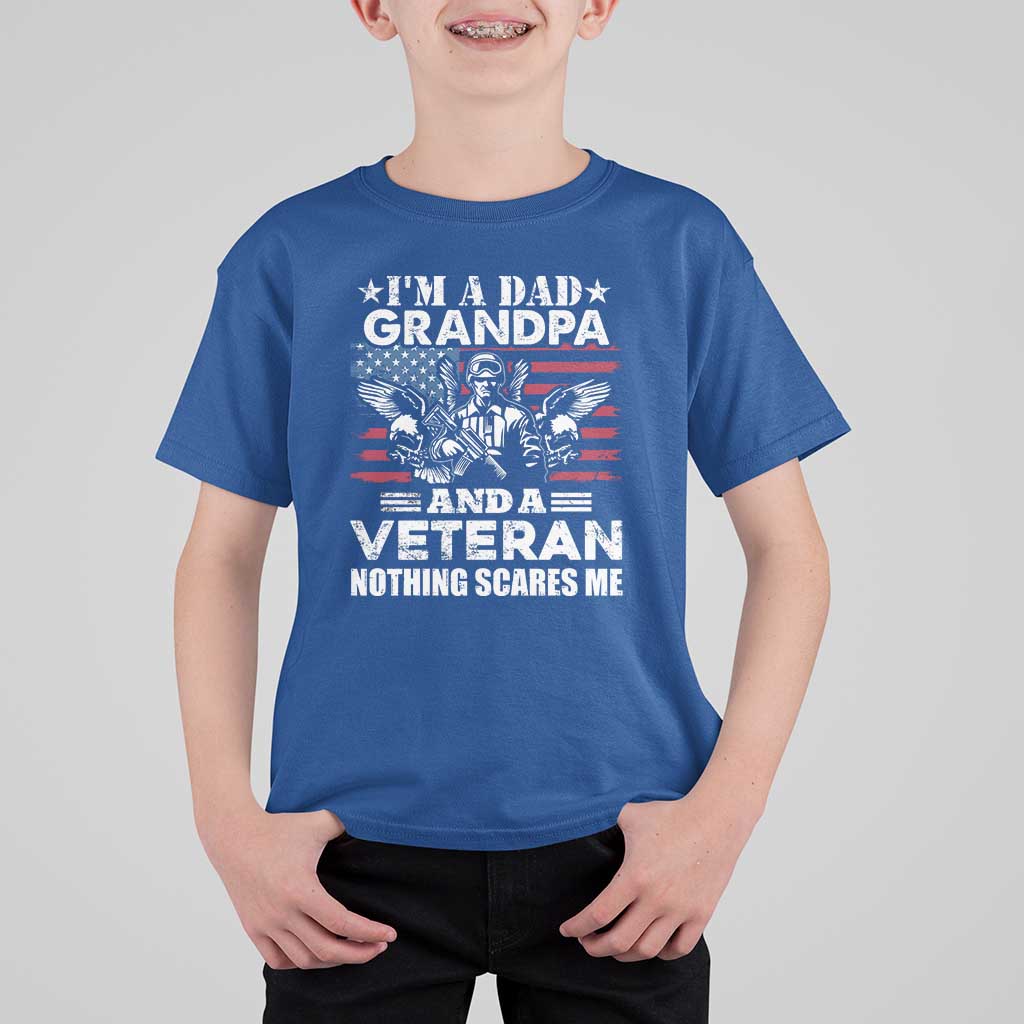 I’m a Dad Grandpa and Veteran T Shirt For Kid Fearless Patriotic Military Family