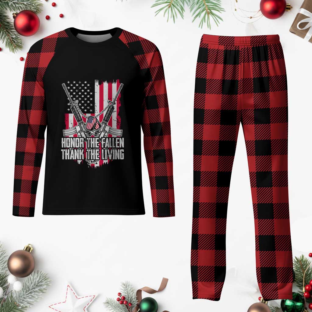 Patriotic Memorial Day Plaid Pajama Set Honor The Fallen Thank The Living Memorial Day Veterans Day - Wonder Print Shop