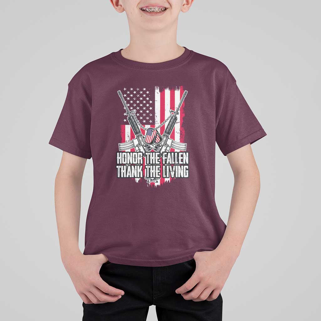 Patriotic Memorial Day T Shirt For Kid Honor The Fallen Thank The Living Memorial Day Veterans Day