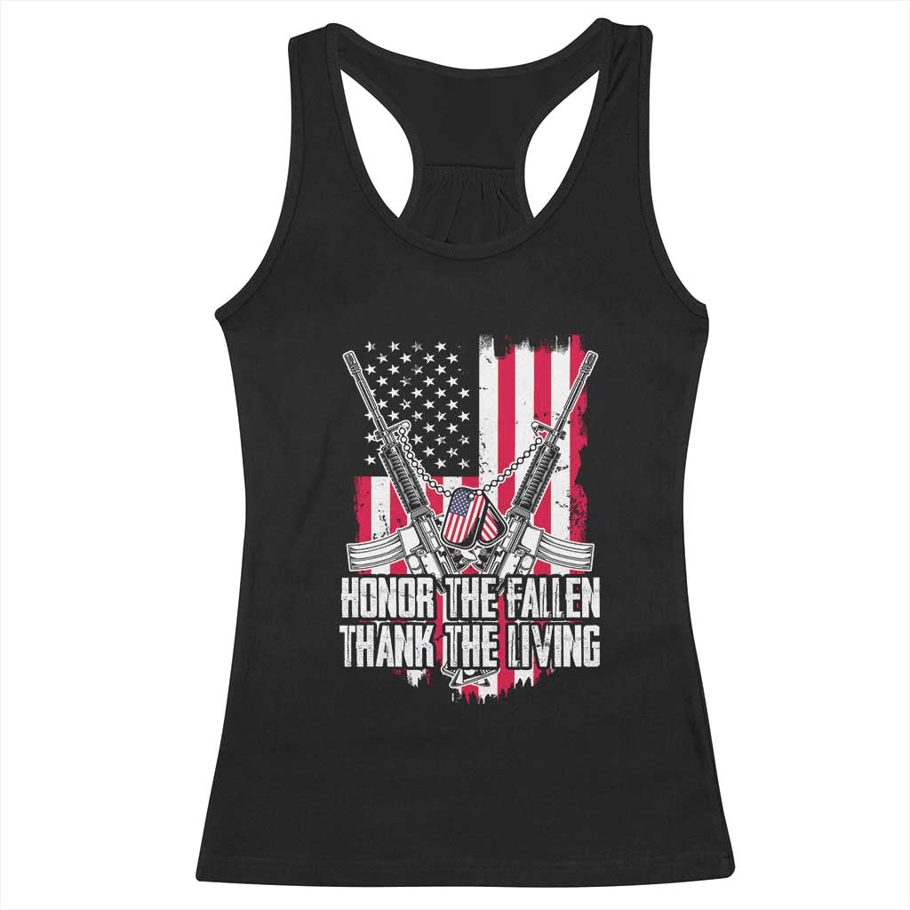 Patriotic Memorial Day Racerback Tank Top Honor The Fallen Thank The Living Memorial Day Veterans Day