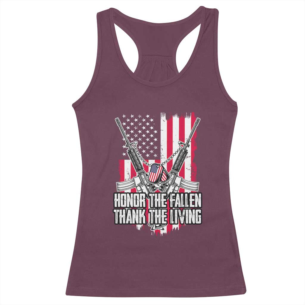 Patriotic Memorial Day Racerback Tank Top Honor The Fallen Thank The Living Memorial Day Veterans Day