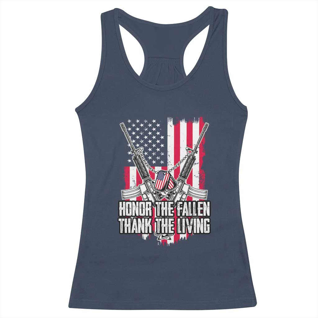 Patriotic Memorial Day Racerback Tank Top Honor The Fallen Thank The Living Memorial Day Veterans Day