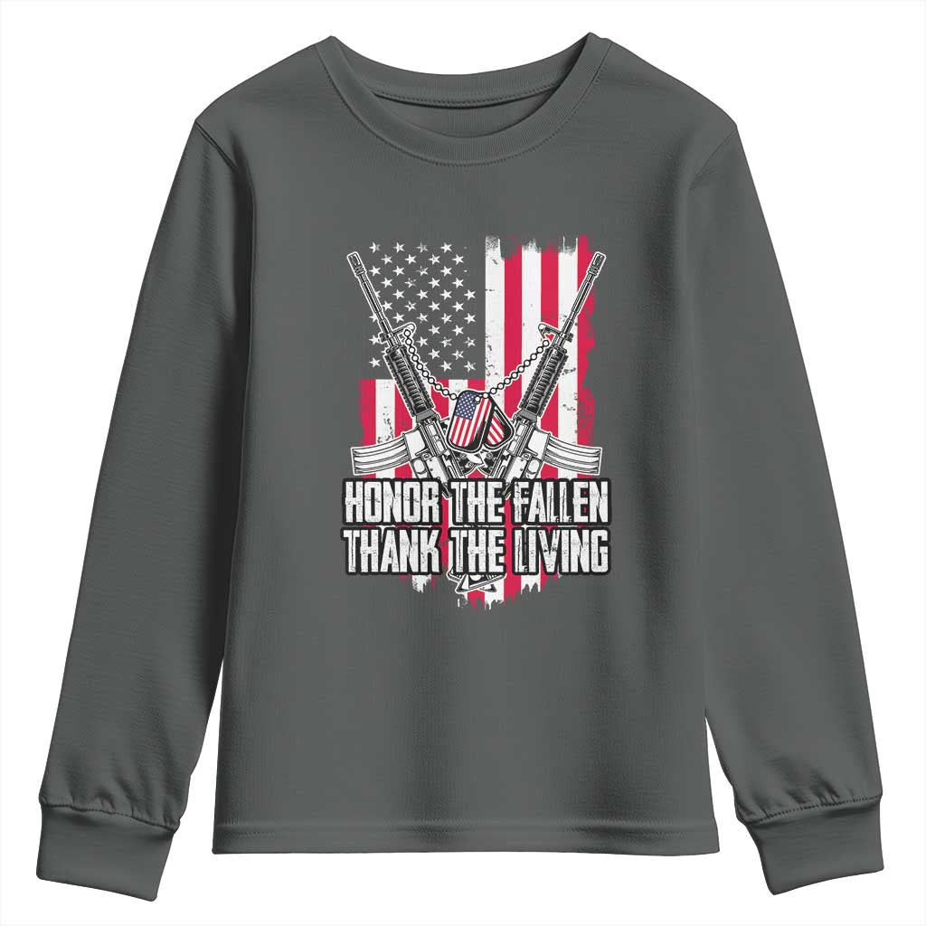 Patriotic Memorial Day Youth Sweatshirt Honor The Fallen Thank The Living Memorial Day Veterans Day