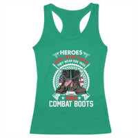 Patriotic Military Veteran Racerback Tank Top Heroes Don't Wear Capes They Wear Dog Tags And Combat Boots