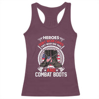 Patriotic Military Veteran Racerback Tank Top Heroes Don't Wear Capes They Wear Dog Tags And Combat Boots