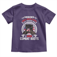 Patriotic Military Veteran Toddler T Shirt Heroes Don't Wear Capes They Wear Dog Tags And Combat Boots