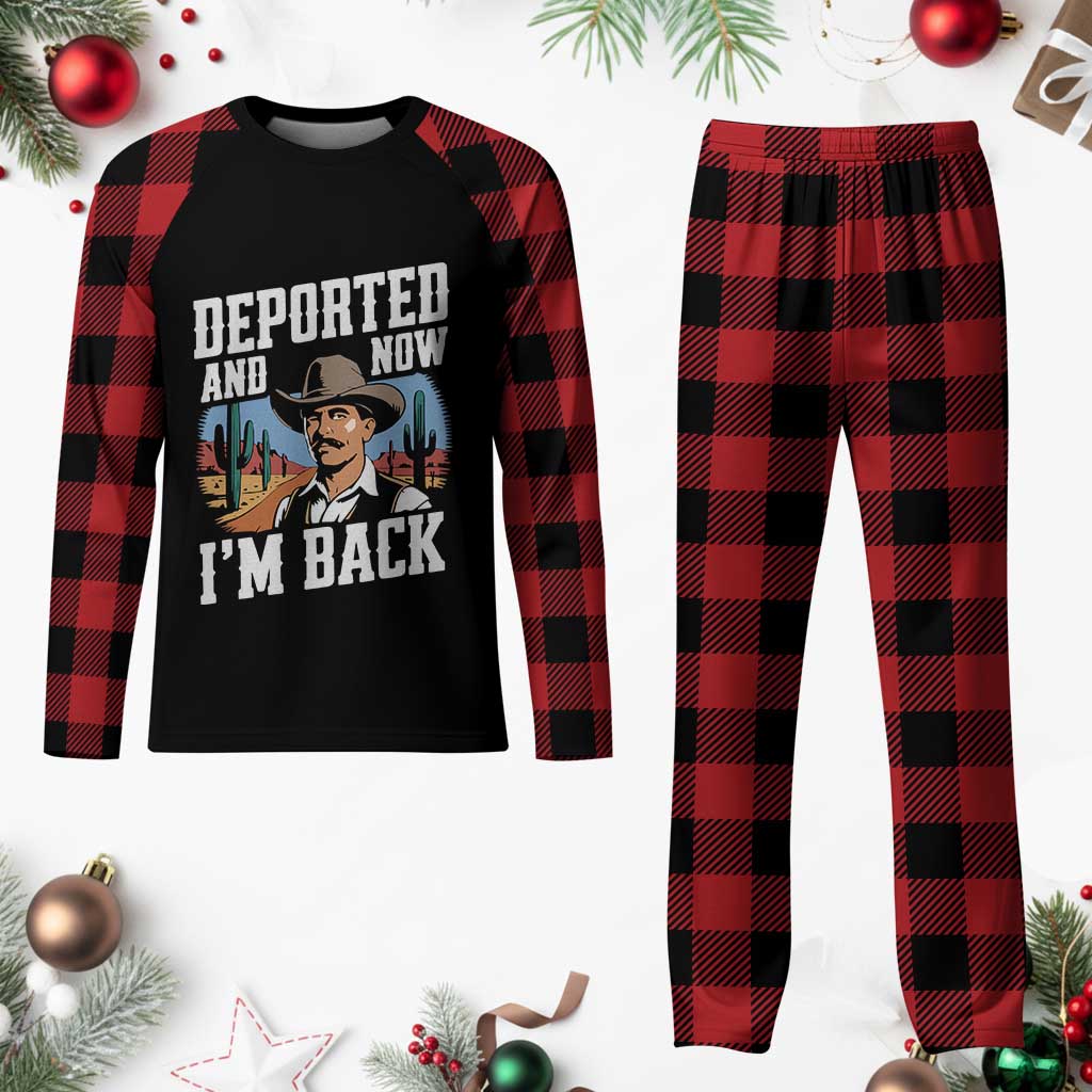 Funny Mexican Cowboy Plaid Pajama Set Now I'm Back Retro Vintage Desert - Wonder Print Shop