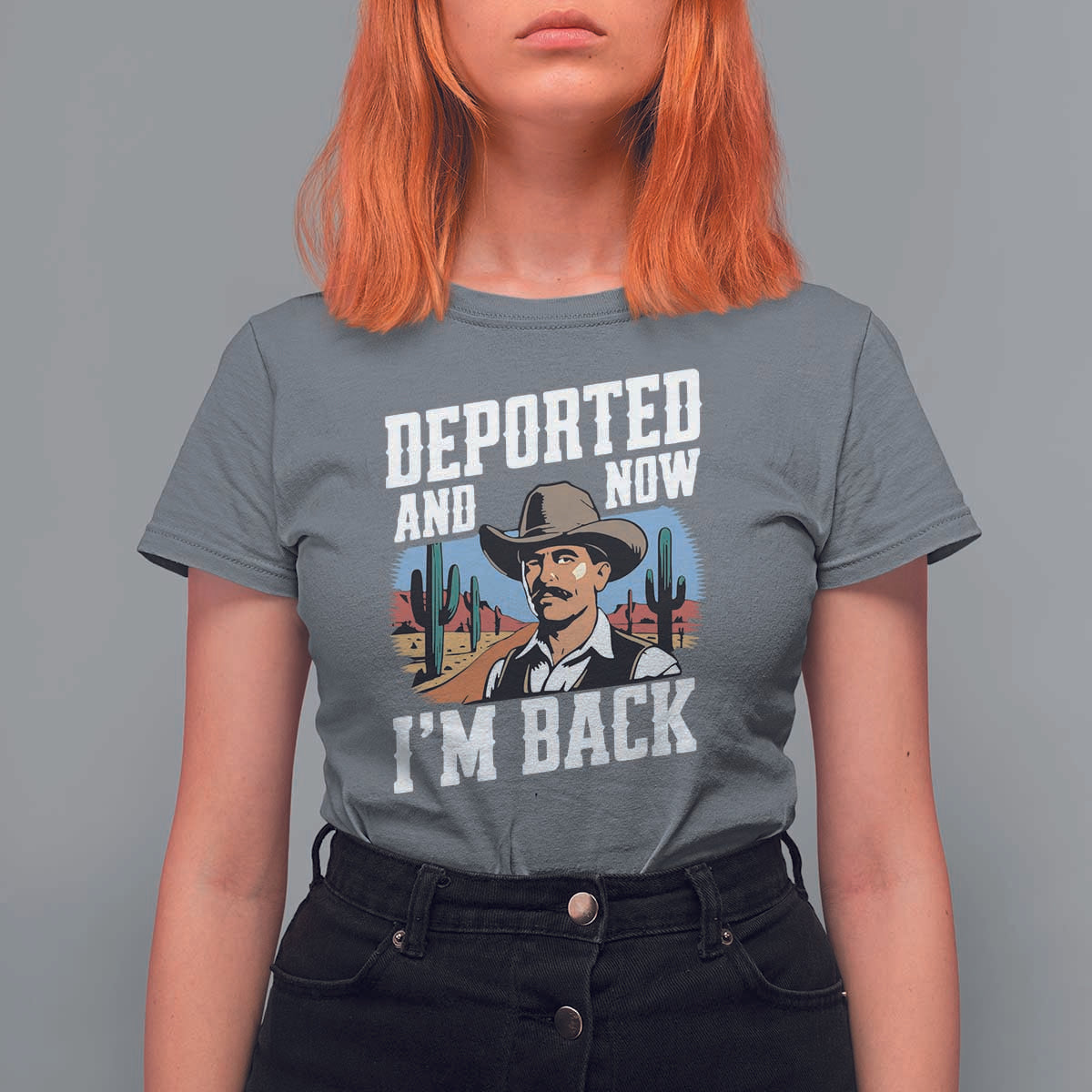 Funny Mexican Cowboy T Shirt For Women Now I'm Back Retro Vintage Desert