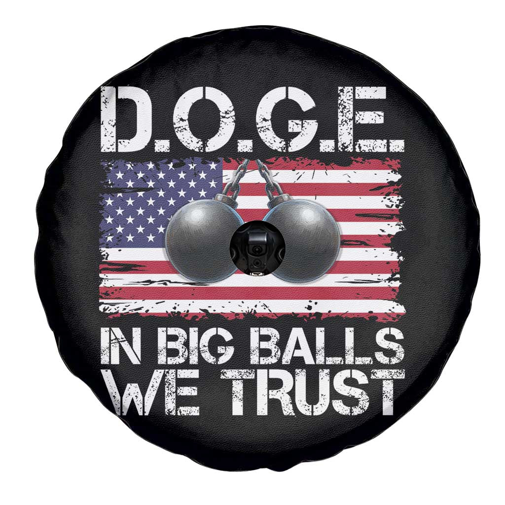 Funny D.O.G.E Patriotic 2025 Spare Tire Cover In Big Balls We Trust American Flag