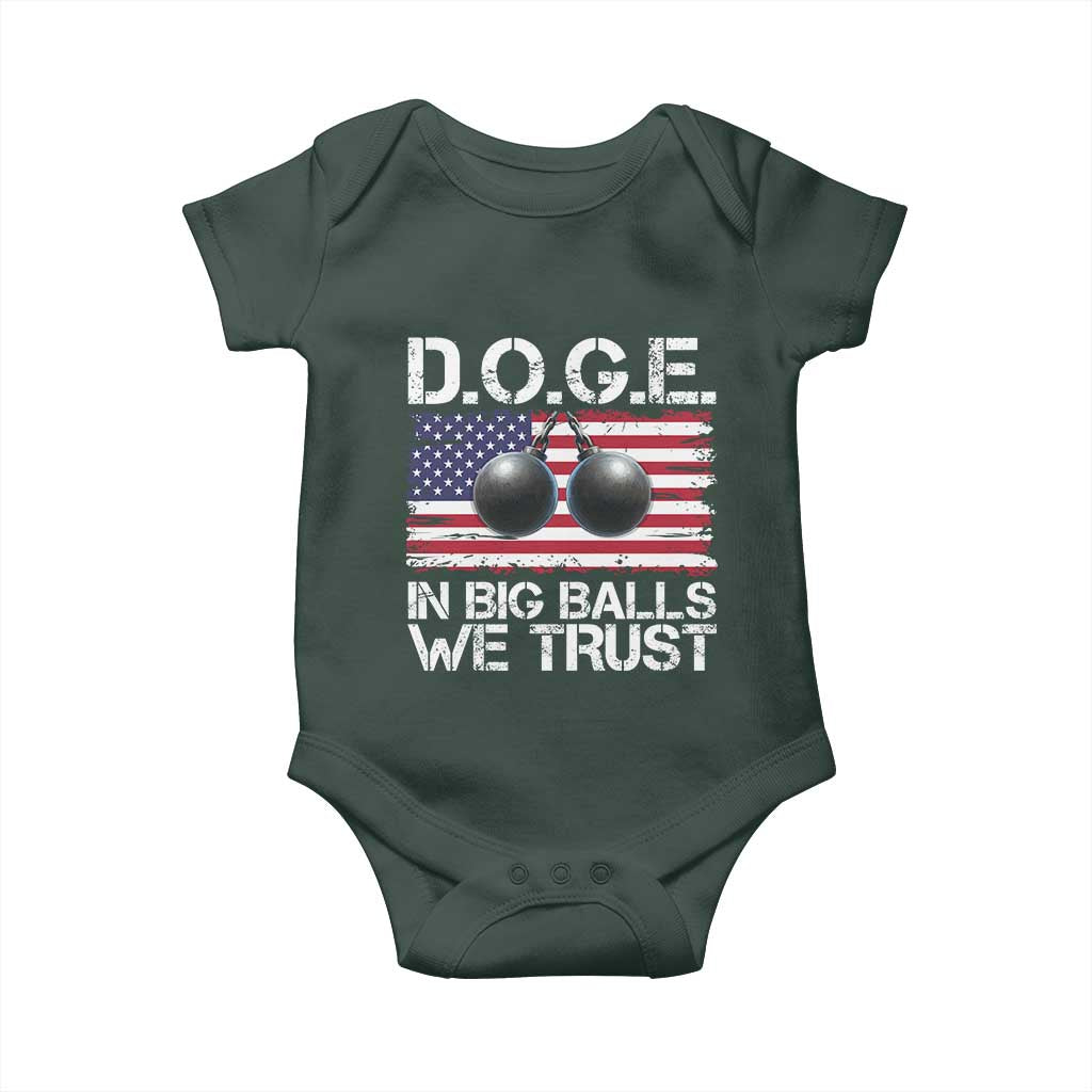 Funny D.O.G.E Patriotic 2025 Baby Onesie In Big Balls We Trust American Flag