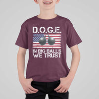Funny D.O.G.E Patriotic 2025 T Shirt For Kid In Big Balls We Trust American Flag