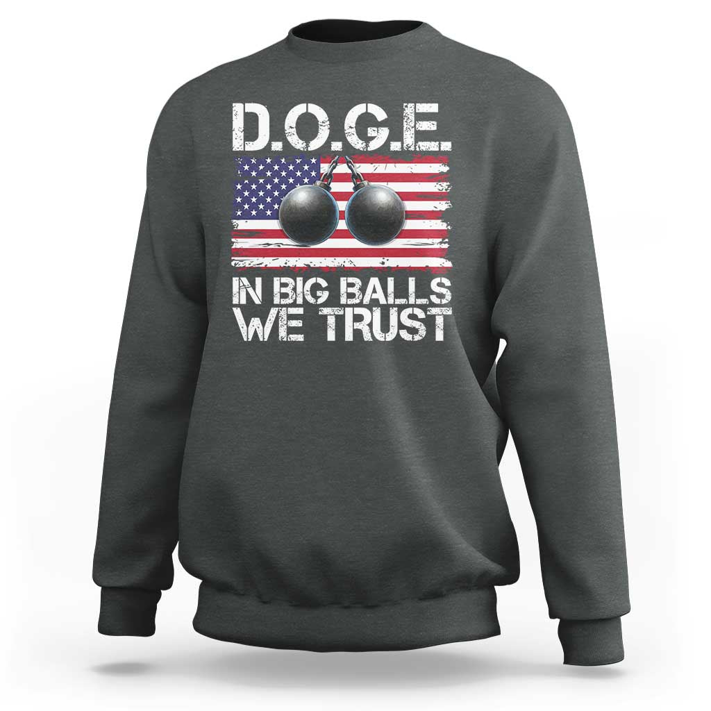Funny D.O.G.E Patriotic 2025 Sweatshirt In Big Balls We Trust American Flag