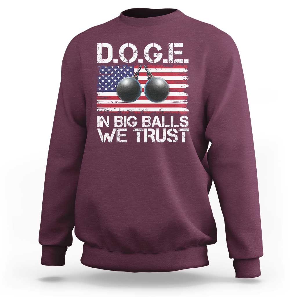 Funny D.O.G.E Patriotic 2025 Sweatshirt In Big Balls We Trust American Flag