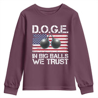 Funny D.O.G.E Patriotic 2025 Youth Sweatshirt In Big Balls We Trust American Flag