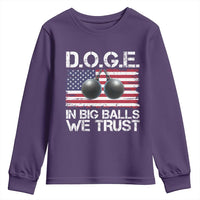 Funny D.O.G.E Patriotic 2025 Youth Sweatshirt In Big Balls We Trust American Flag