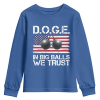 Funny D.O.G.E Patriotic 2025 Youth Sweatshirt In Big Balls We Trust American Flag