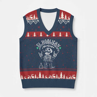 Funny Mexican Mariachi Skeleton V-Neck Knit Sweater Vest El Hooligan Mas Guapo Very Handsome - Wonder Print Shop