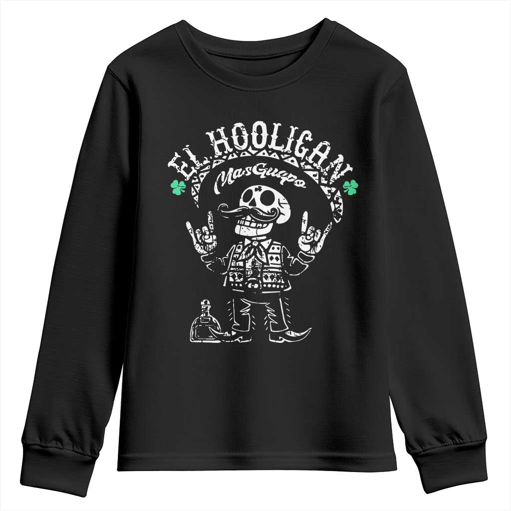 Funny Mexican Mariachi Skeleton Youth Sweatshirt El Hooligan Mas Guapo Very Handsome
