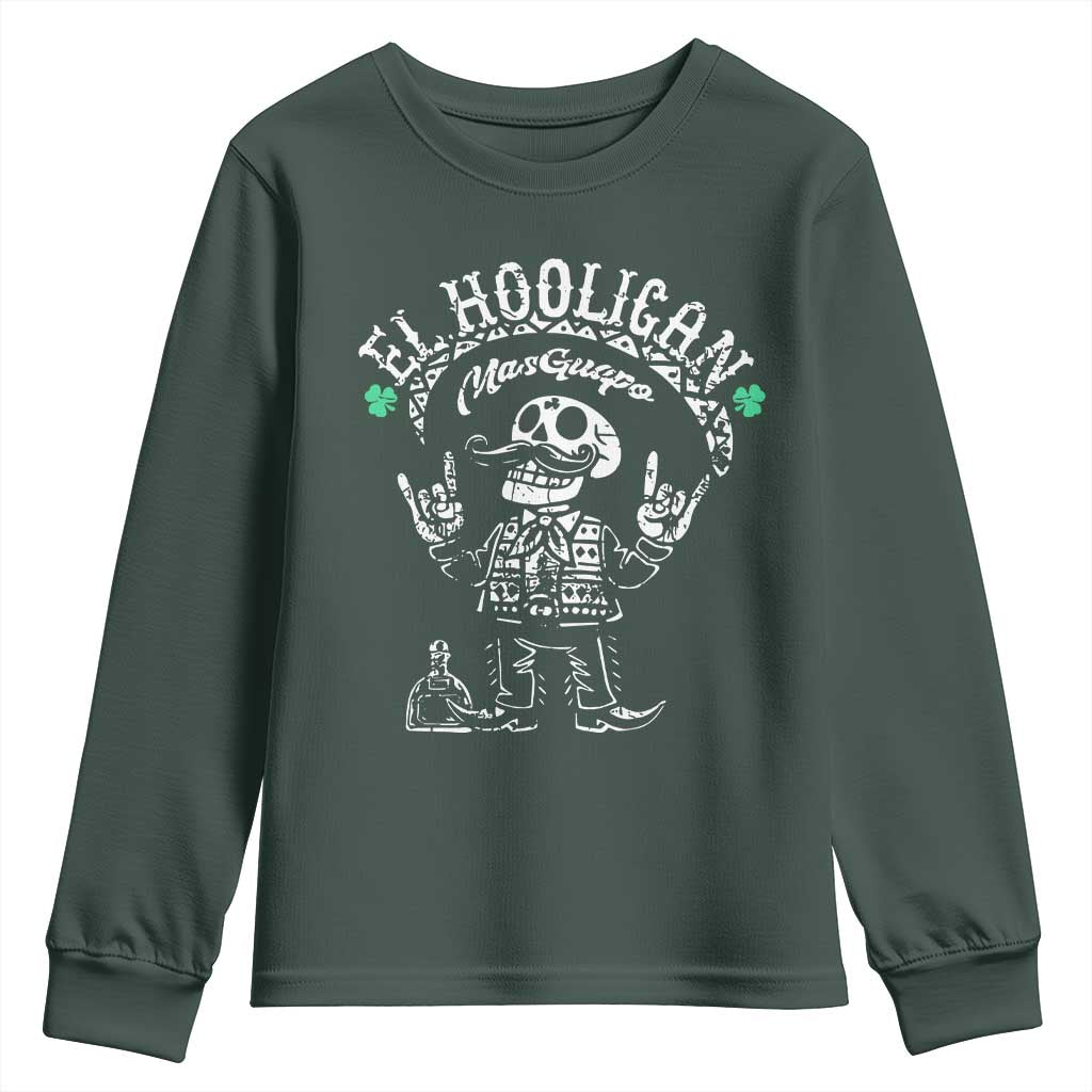 Funny Mexican Mariachi Skeleton Youth Sweatshirt El Hooligan Mas Guapo Very Handsome