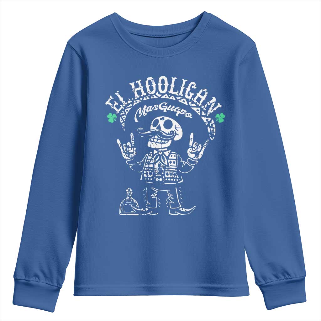 Funny Mexican Mariachi Skeleton Youth Sweatshirt El Hooligan Mas Guapo Very Handsome