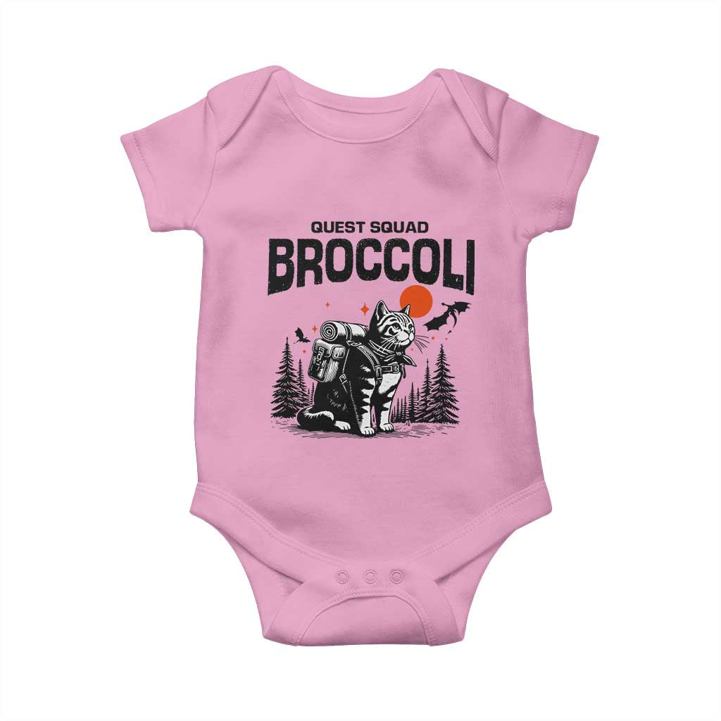 Quest Squad Broccoli Cat Baby Onesie Funny Hiking Adventure Cute Camping Feline