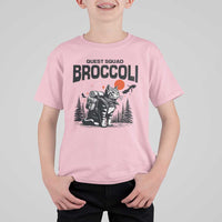 Quest Squad Broccoli Cat T Shirt For Kid Funny Hiking Adventure Cute Camping Feline