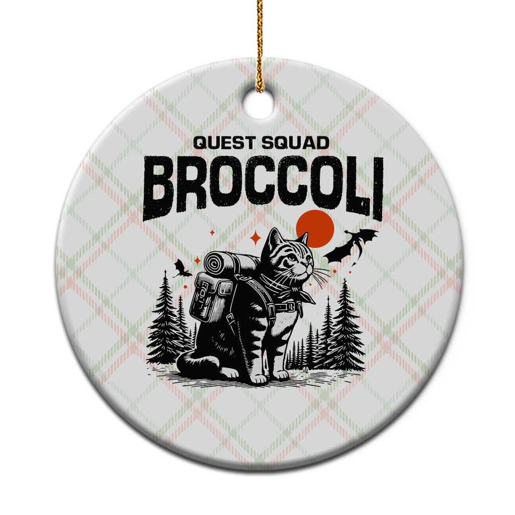 Quest Squad Broccoli Cat Ceramic Ornament Funny Hiking Adventure Cute Camping Feline - Wonder Print Shop