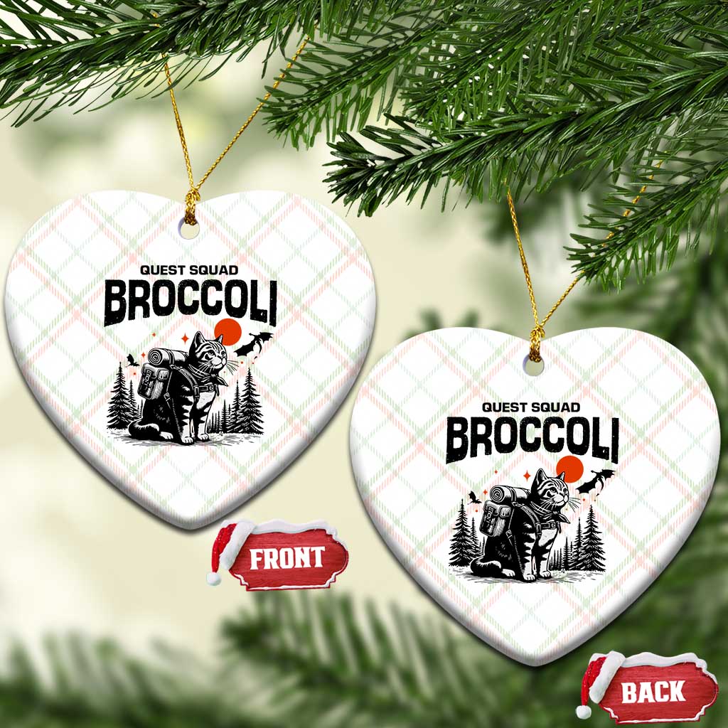 Quest Squad Broccoli Cat Ceramic Ornament Funny Hiking Adventure Cute Camping Feline - Wonder Print Shop