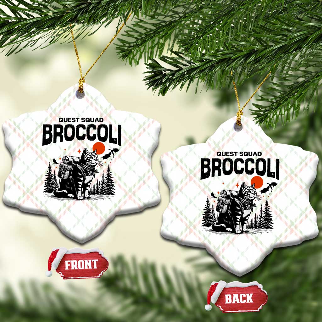 Quest Squad Broccoli Cat Ceramic Ornament Funny Hiking Adventure Cute Camping Feline - Wonder Print Shop
