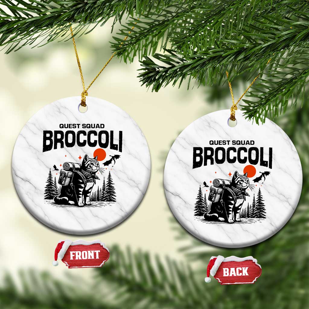 Quest Squad Broccoli Cat Ceramic Ornament Funny Hiking Adventure Cute Camping Feline - Wonder Print Shop