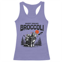 Quest Squad Broccoli Cat Racerback Tank Top Funny Hiking Adventure Cute Camping Feline