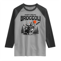 Quest Squad Broccoli Cat Raglan Shirt Funny Hiking Adventure Cute Camping Feline