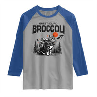 Quest Squad Broccoli Cat Raglan Shirt Funny Hiking Adventure Cute Camping Feline