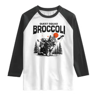 Quest Squad Broccoli Cat Raglan Shirt Funny Hiking Adventure Cute Camping Feline