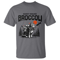 Quest Squad Broccoli Cat T Shirt Funny Hiking Adventure Cute Camping Feline